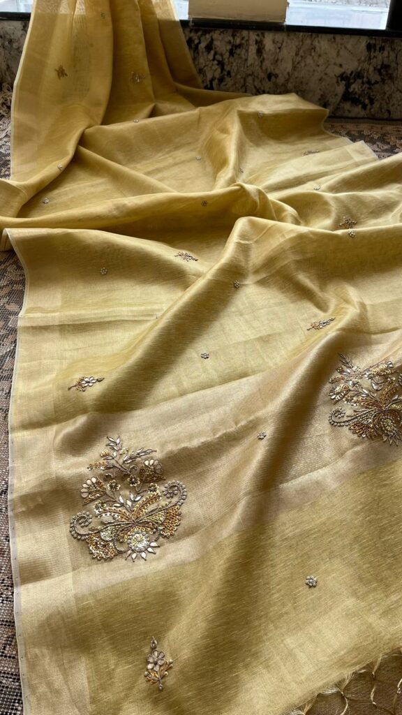 Yellow Tissue Silk Saree