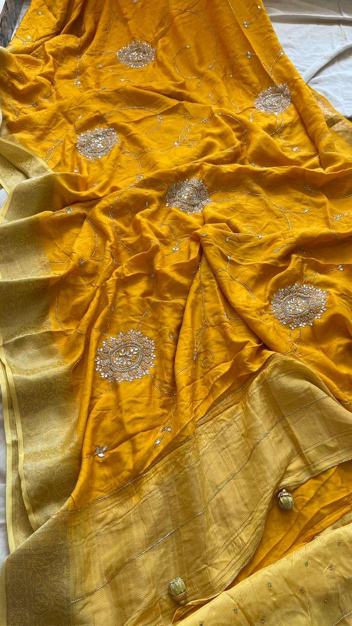 buy Yellow Pure Munga Silk